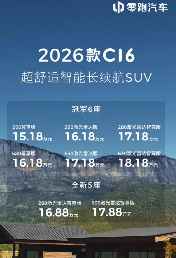 15.18万起，2026款零跑C16上市，值得入手吗？
