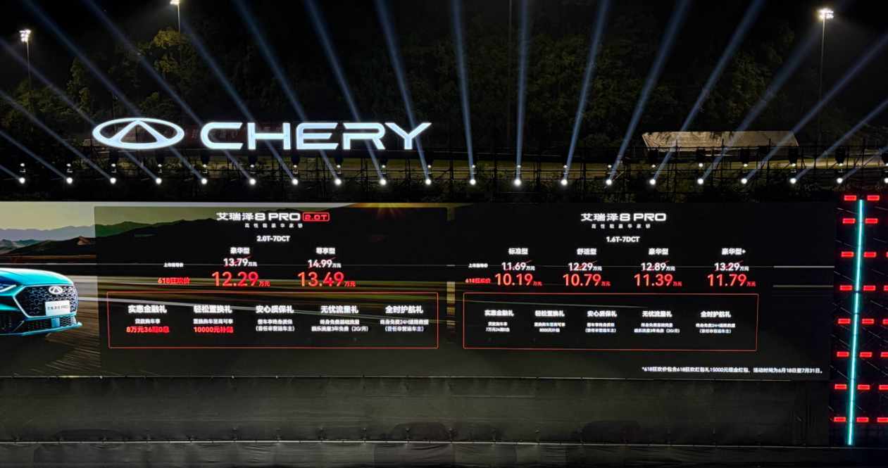 限时12.29万元起，艾瑞泽8 PRO 2.0T上市，这次真的很性能