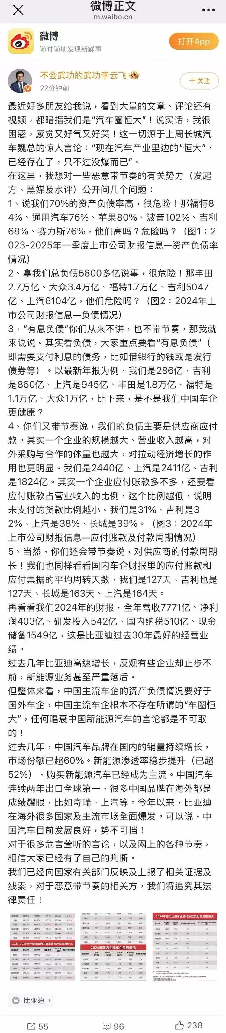 暗指比亚迪是“汽车界恒大”，不是蠢，就是坏！