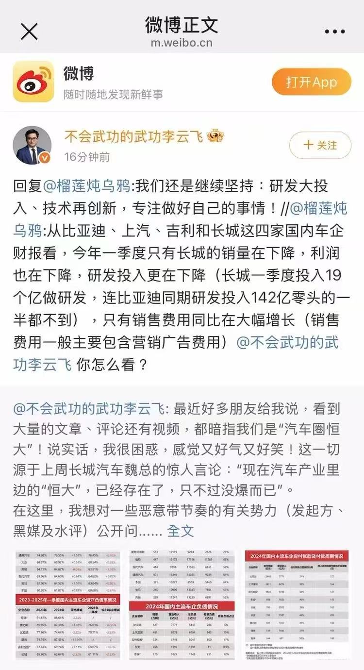 暗指比亚迪是“汽车界恒大”，不是蠢，就是坏！