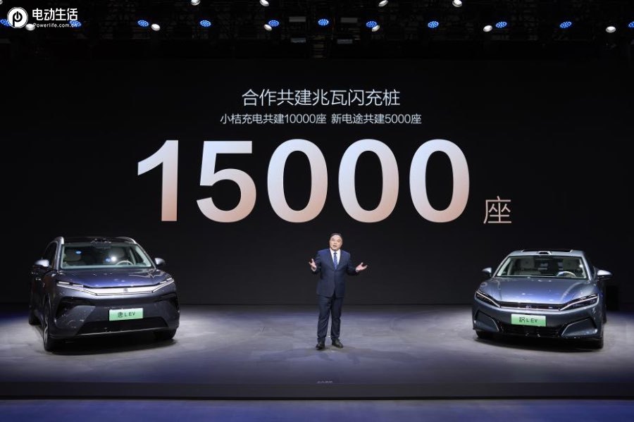 比亚迪与小桔充电、新电途共建15000座兆瓦闪充桩