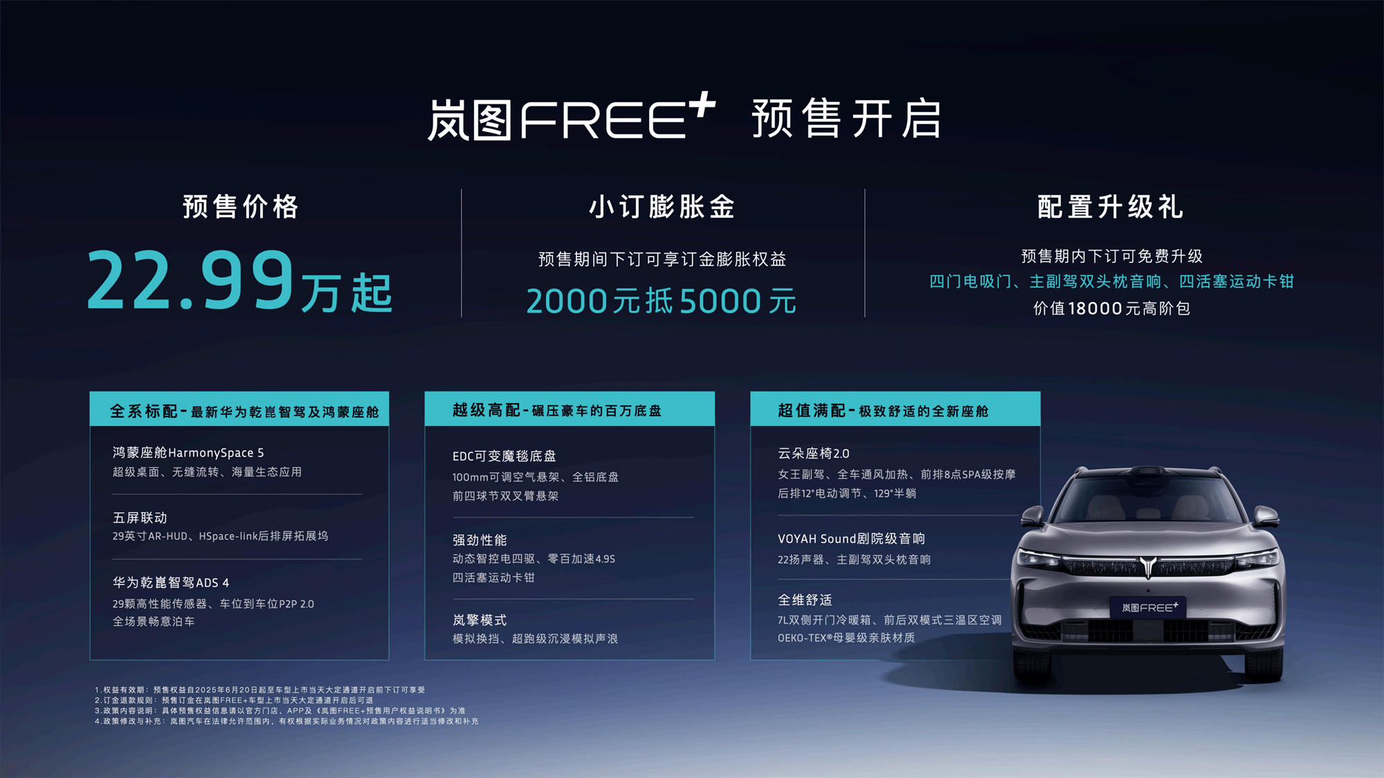 全系标配最新华为全家桶 岚图FREE+22.99万元起开启预售