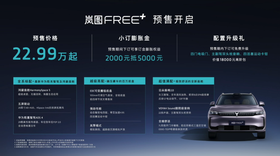 【E汽车】岚图FREE+预售价22.99万元起