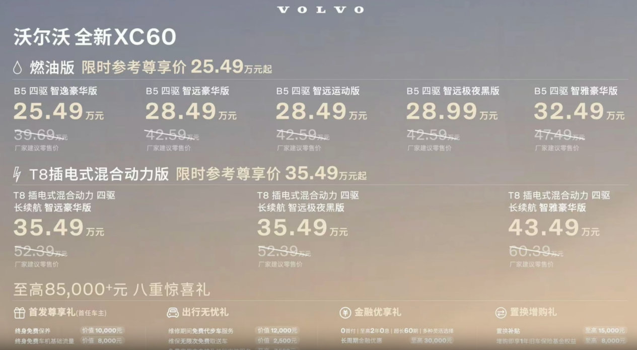 家庭安全堡垒再升级！沃尔沃全新XC60上市，25.49万起享终身保养