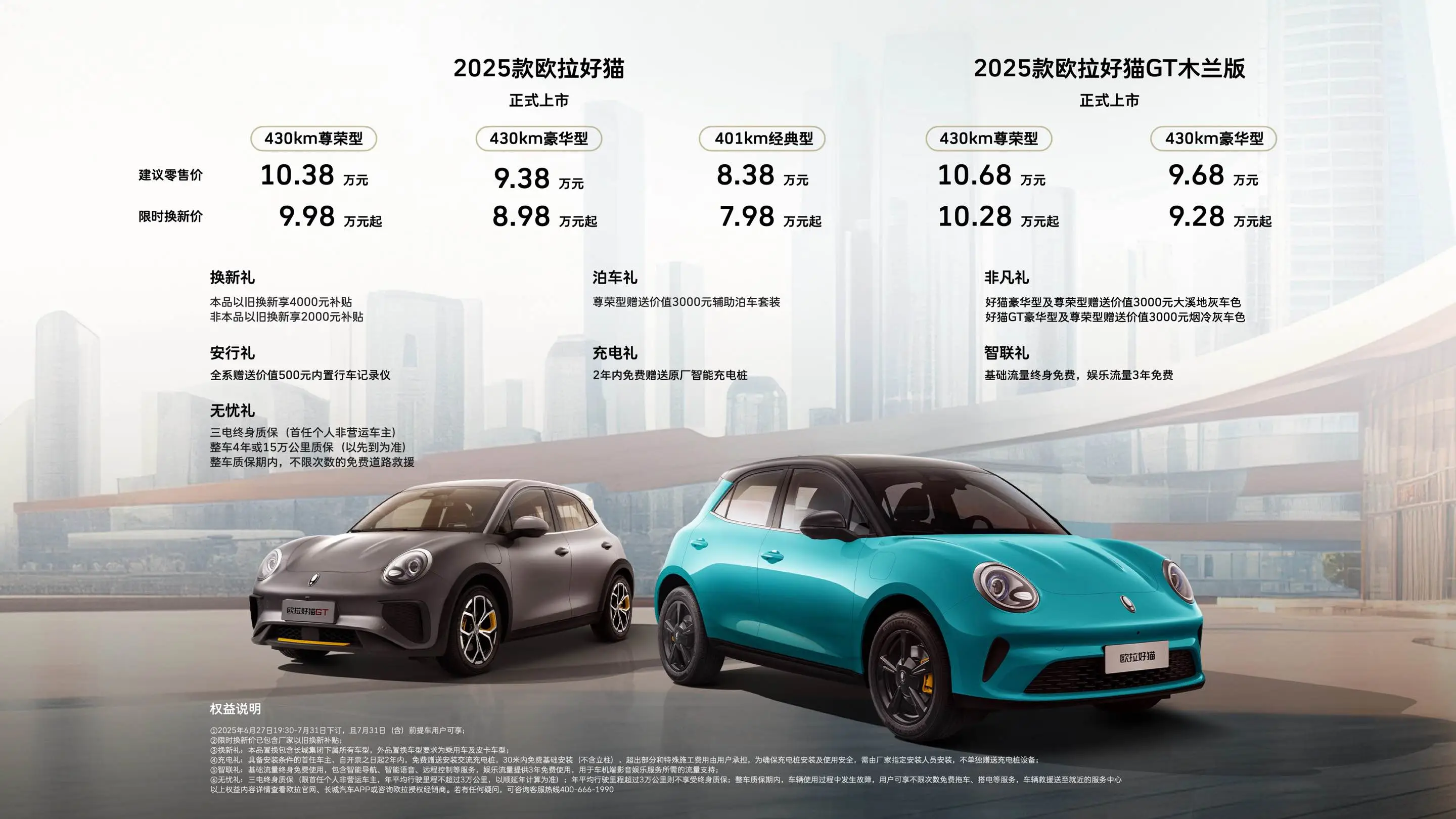 限时换新价7.98万起 2025款欧拉好猫重磅升级上市