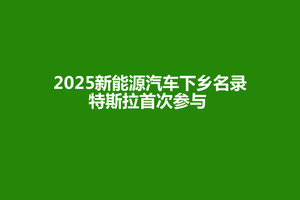 新能源汽车下乡名录公布，特斯拉首次参与，零距离接触农村市场