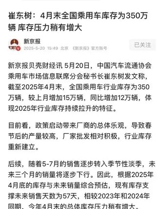 库存车高达350万辆，创新高，车价还有的降