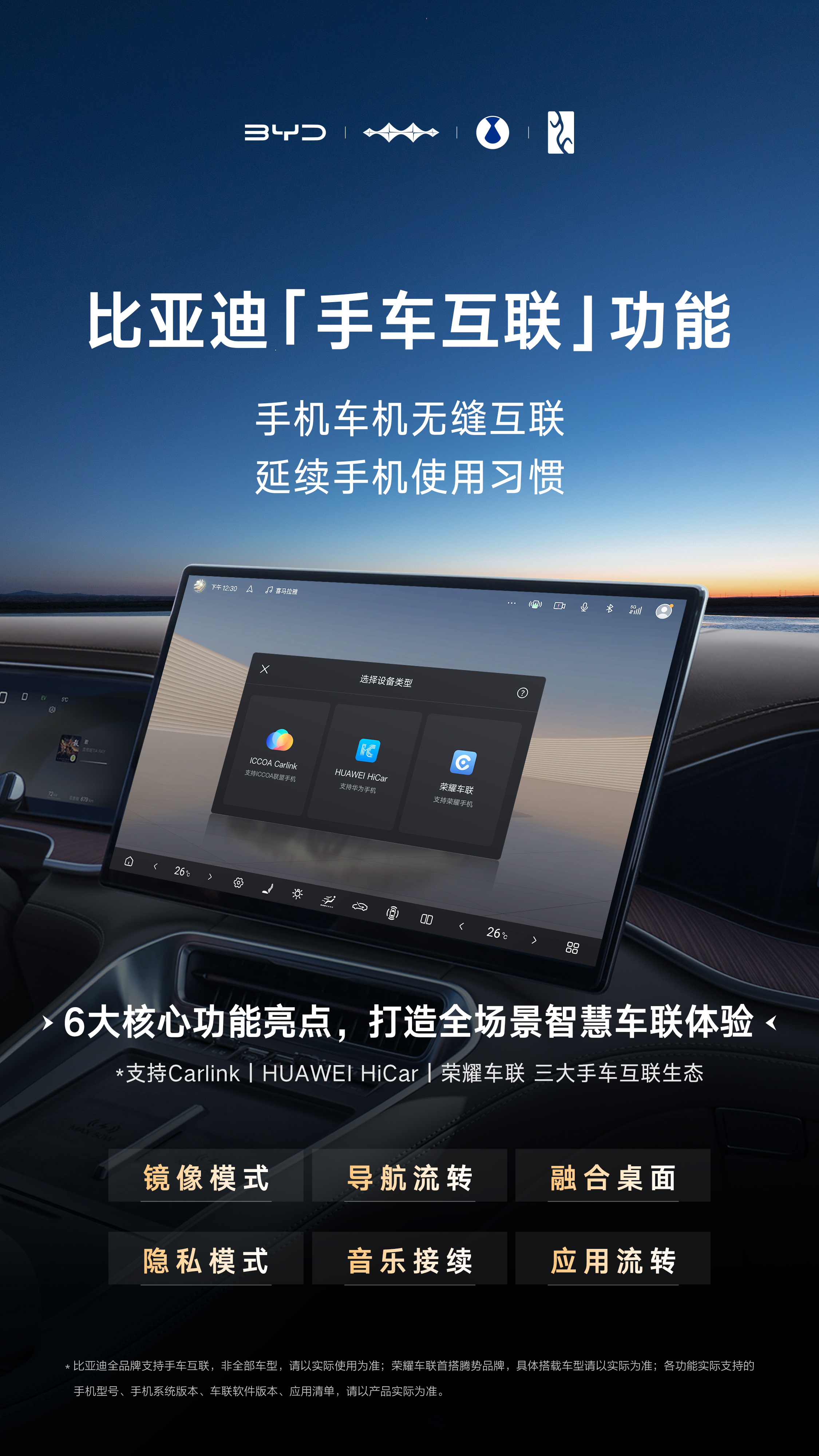 全手机品牌支持的手车互联，比亚迪车主用车体验再升级！