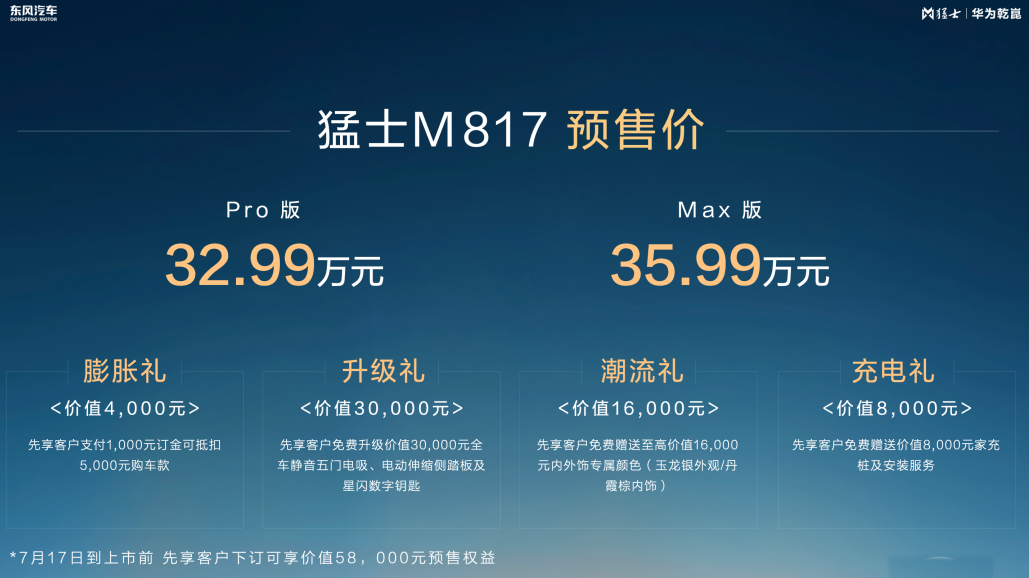 32.99万起开启预售 “豪华智能越野SUV”猛士M817战力拉满！