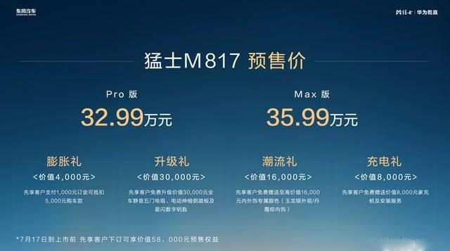 猛士M817全球预售32.99万起，重塑智能越野新高度