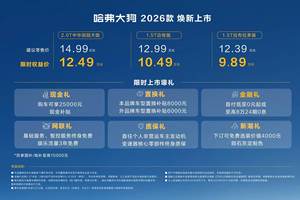质价比之王焕新登场，哈弗大狗2026款上市9.89万元起