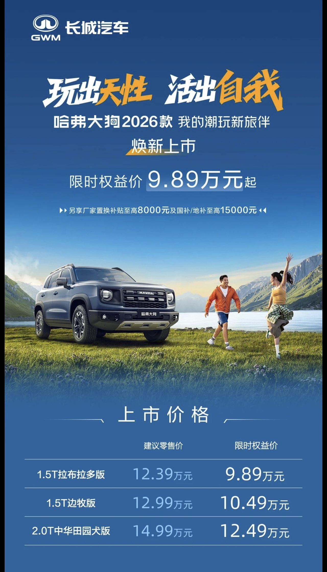 “潮玩大玩具”哈弗大狗2026款上市，24 小时订单突破 2 万台