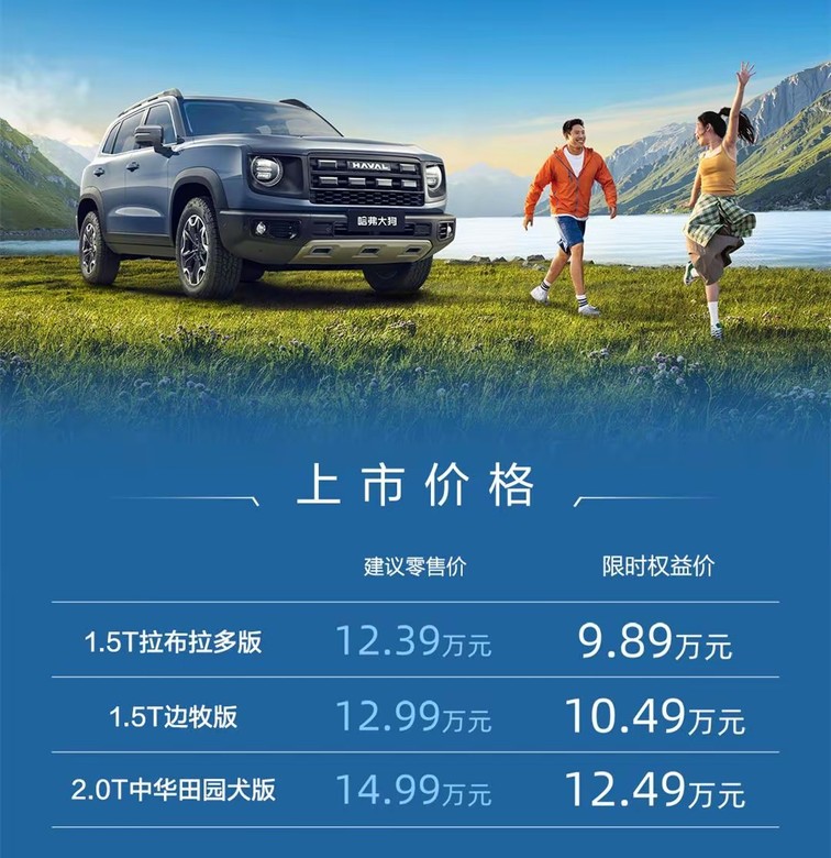 外观内饰升级，更好看舒适，哈弗大狗2026款限时权益价9.89万起