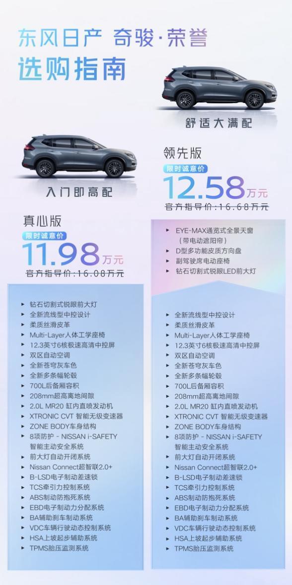限时价11.98万起，奇骏·荣誉上市携逍客·荣誉双车出道