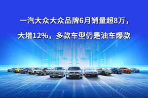 一汽大众大众品牌6月销量超8万，大增12%，多款车型仍是油车爆款