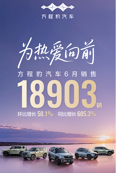 方程豹6月销量近19000辆，钛3月销破万，豹5蝉联冠军