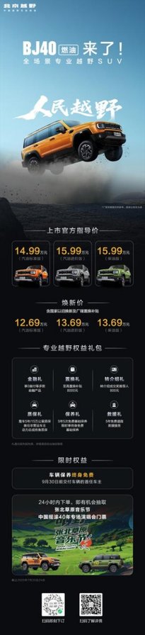 12.69万起开启全民越野自由！BJ40燃油上市：性能对标50万级，3分钟售罄100台纪念版