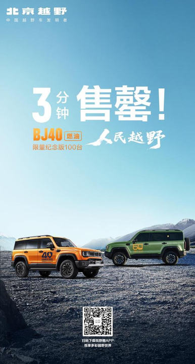 为人民造越野，BJ40燃油焕新价12.69万元起上市