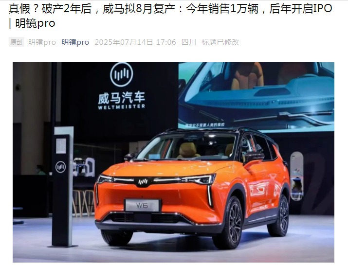 威马汽车复活，是涅槃重生还是资本游戏？