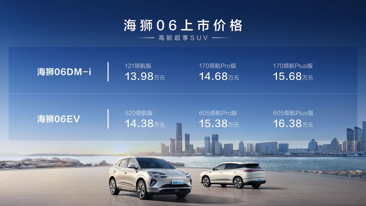 比亚迪海狮06上市 售价13.98万起