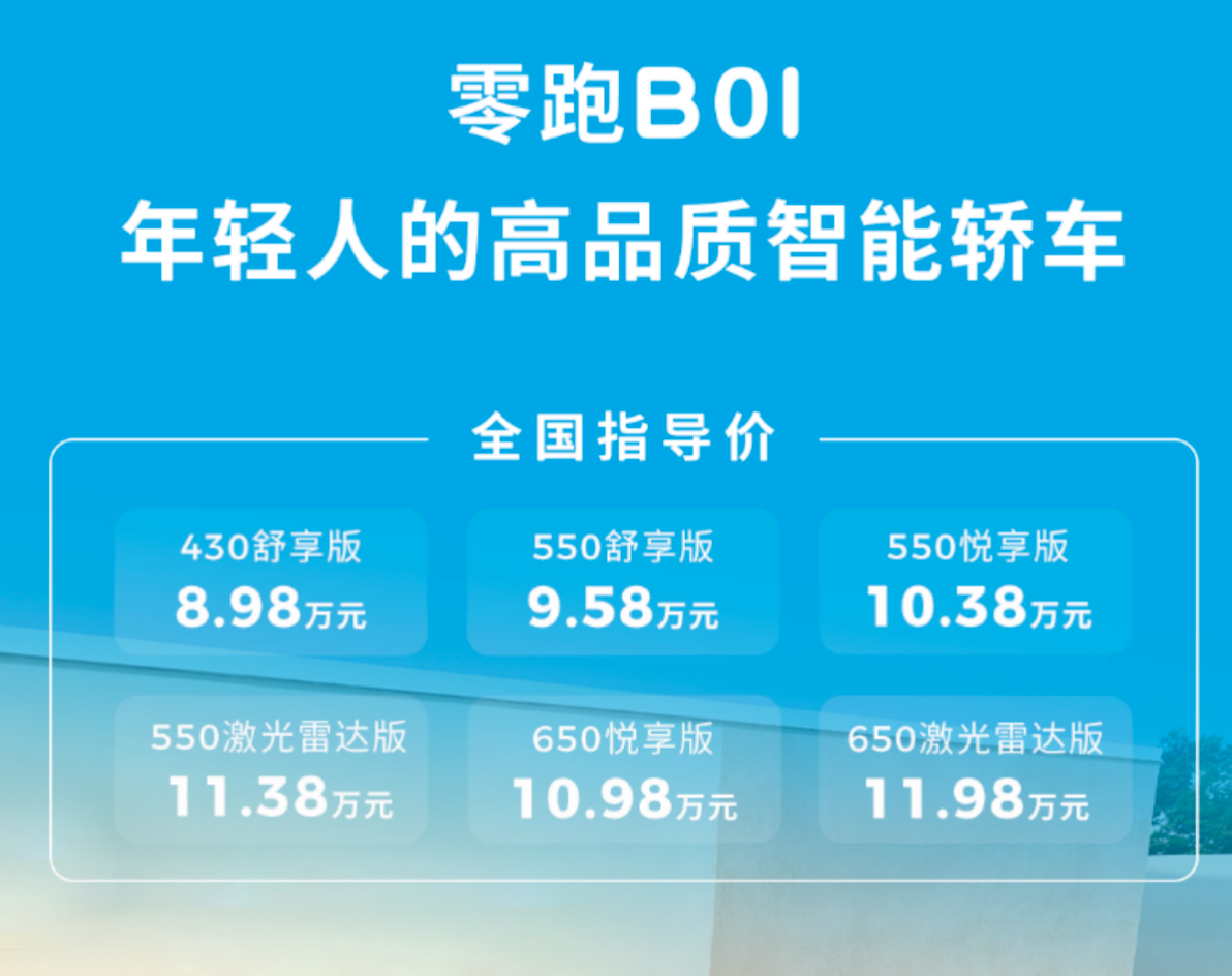 理想平替变“小鹏平替”？零跑B01定价11万还送激光雷达