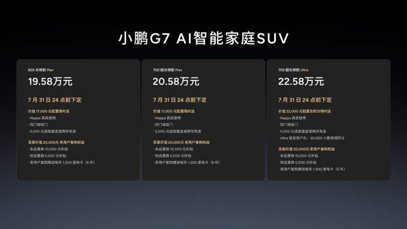19.58万元起售，跨时代的AI汽车小鹏G7正式上市