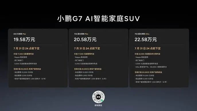 19.58万元起售，跨时代的AI汽车小鹏G7正式上市
