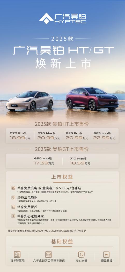 2025款广汽昊铂HT/GT 7月3日上市，售18.99/17.39万起