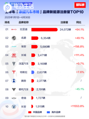 全球热销！2025年上半年比亚迪领跑多个新能源汽车市场