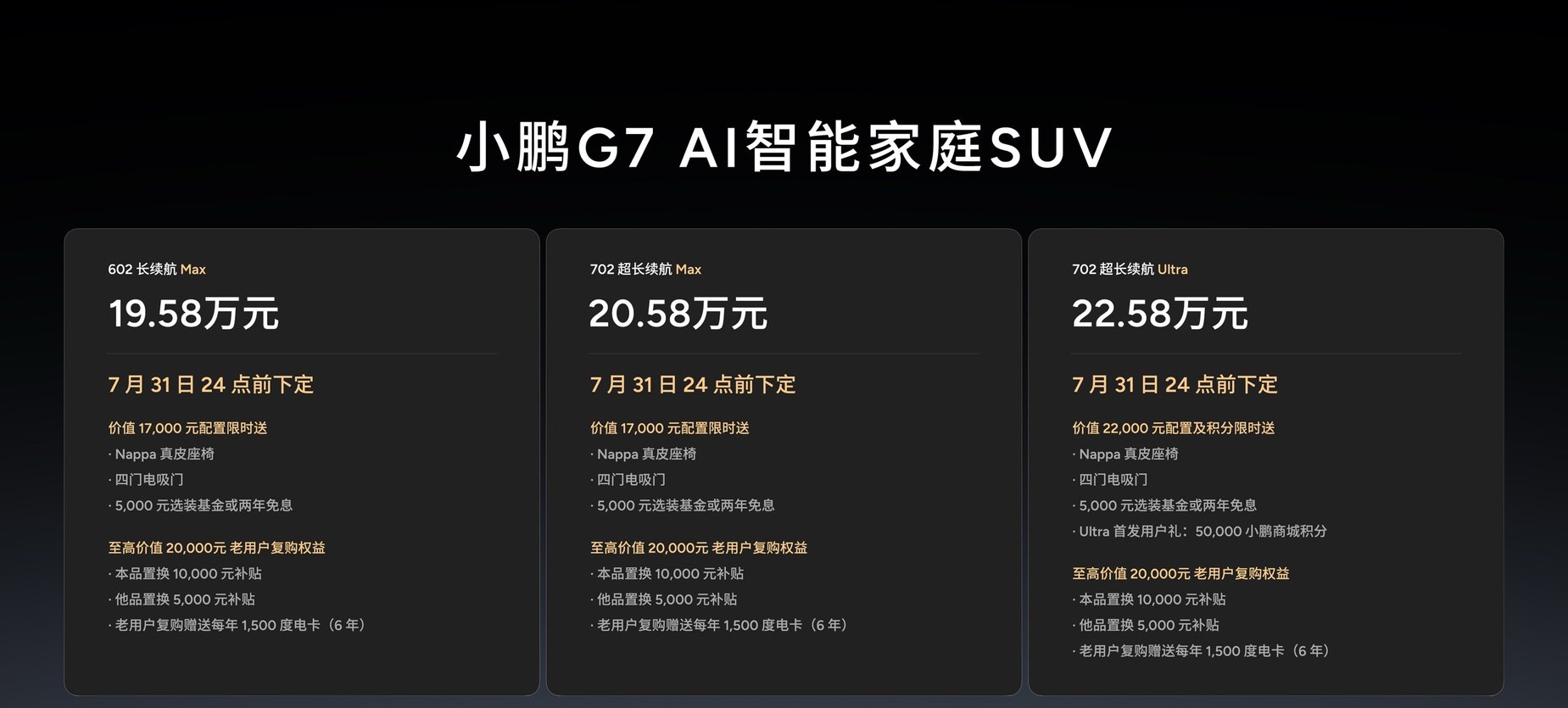 全球首款L3级算力的AI汽车来了！小鹏G7上市19.58万起