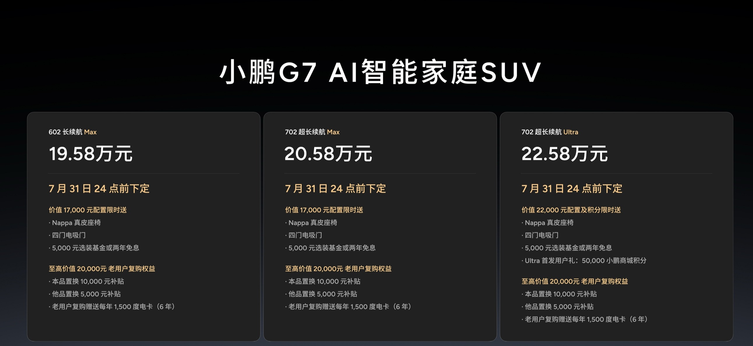 汽车小鹏G7正式上市，19.58万元起售
