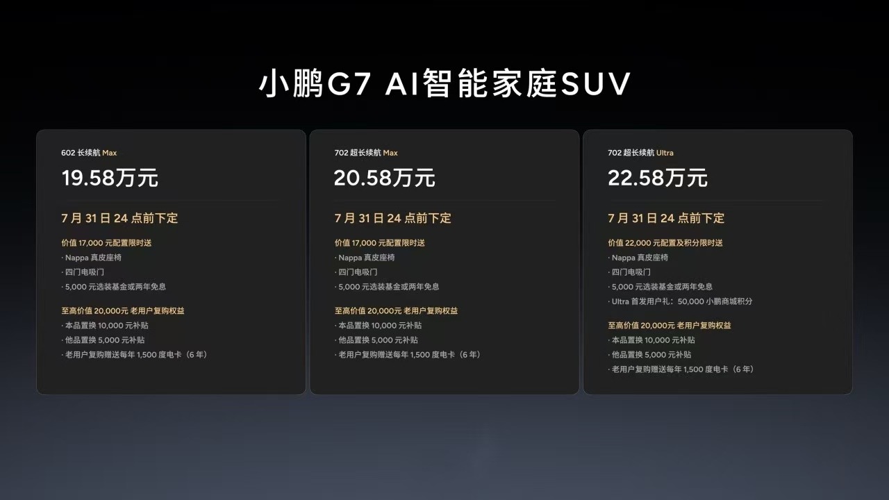 小鹏G7震撼上市：19.58万元起，解锁AI汽车跨时代密码