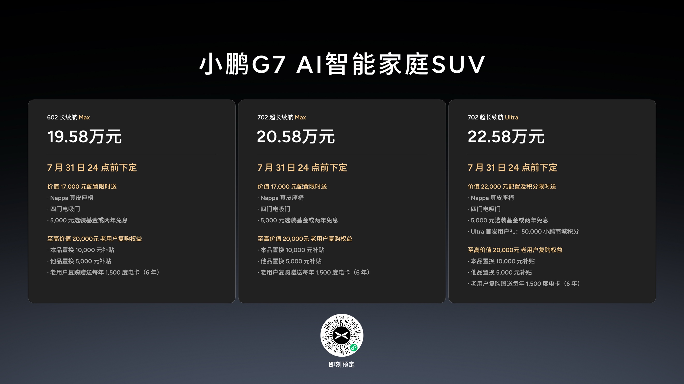 全球首款L3级算力AI汽车小鹏G7正式上市，19.58万元起售
