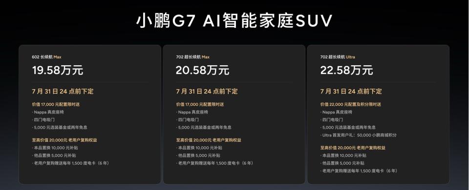 19.58万元起售，跨时代的AI汽车小鹏G7正式上市