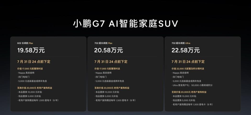 19.58万元起售，跨时代的AI汽车小鹏G7正式上市