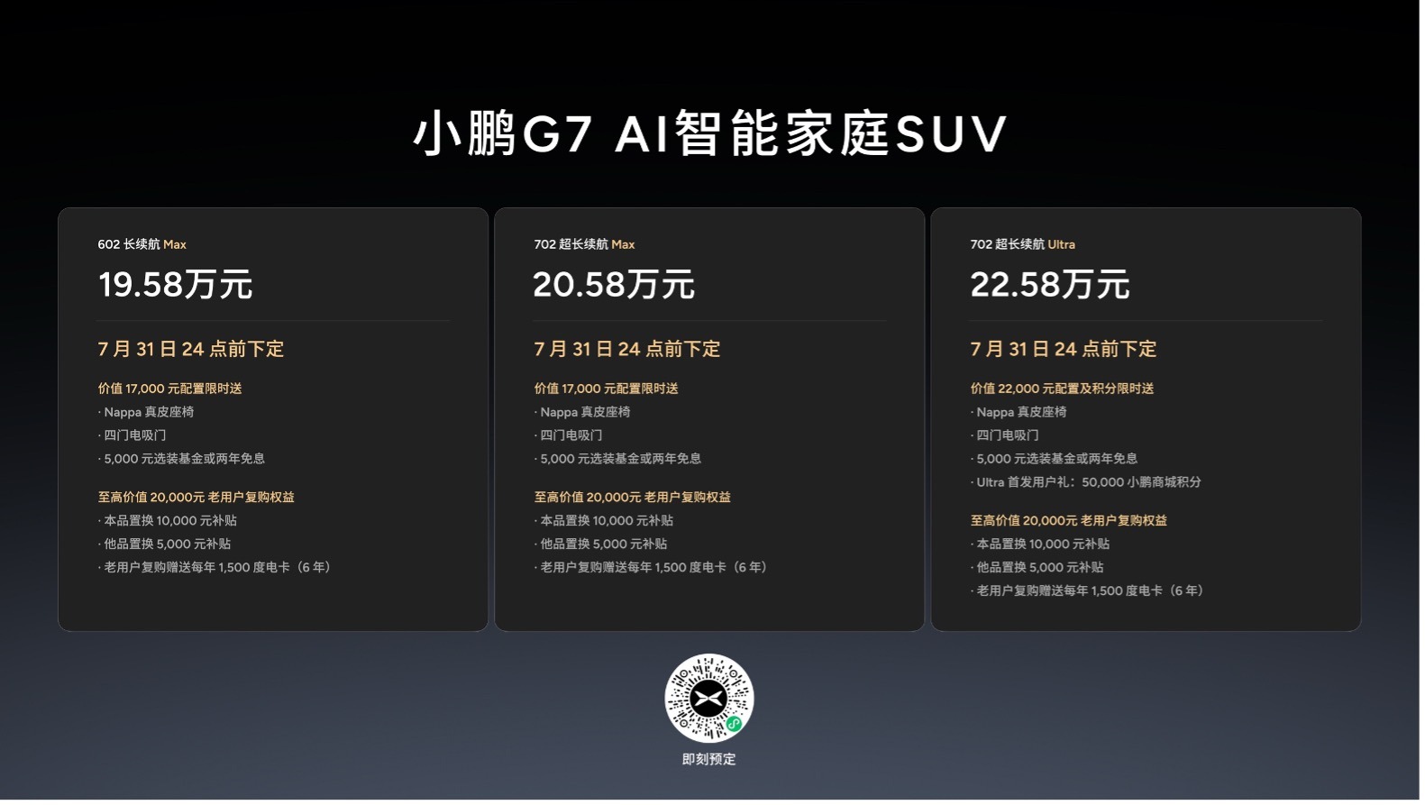 19.58万元起售，全球首款L3级算力AI汽车小鹏G7正式上市