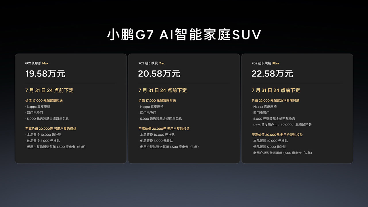 对标特斯拉顶尖算力加持 小鹏G7上市售价19.58万起