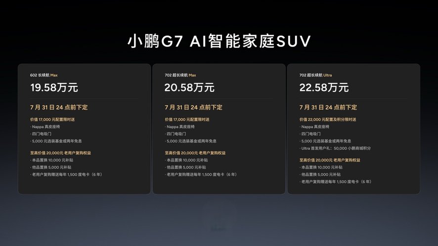 19.58万元起售，跨时代的AI汽车小鹏G7正式上市