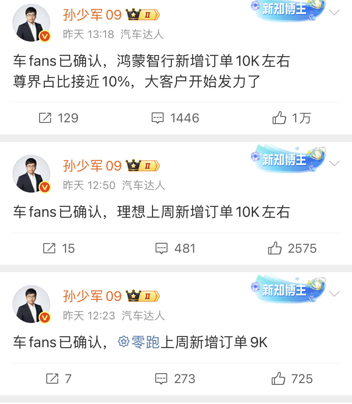 7月第一周销量：零跑紧追问界，理想排第三，蔚来超过小米