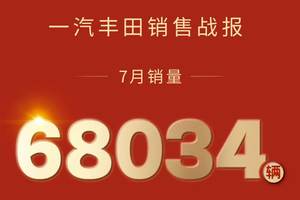 一汽丰田7月销量68034辆，同比增长3%