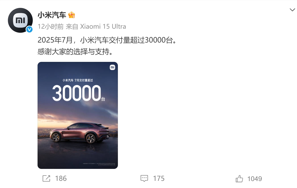7月车企销量抢先看 吉利高歌猛进 小米交付量破3万 理想跌了