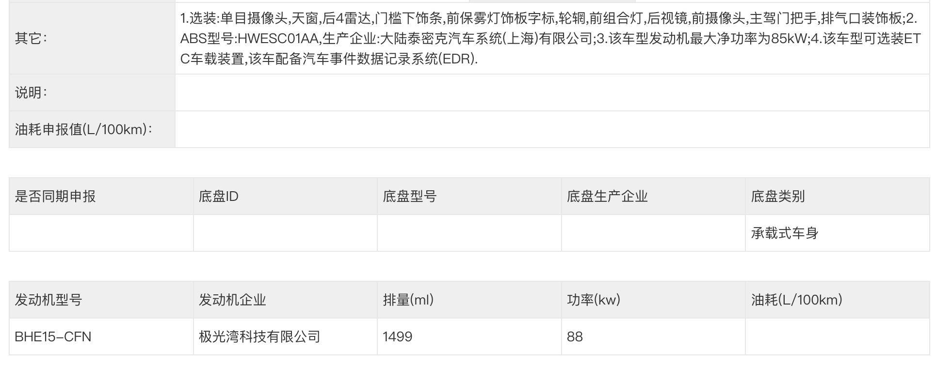 全新吉利帝豪申报信息曝光：空间更大，提供两种动力