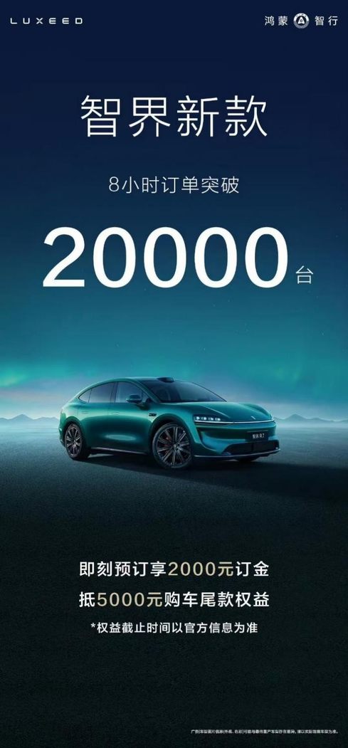 产品由内而外焕新，智界新款订单突破20000台