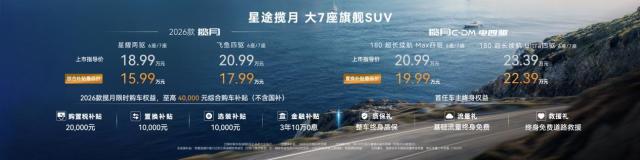 18.99万元起，配备飞鱼底盘，2026款星途揽月正式上市