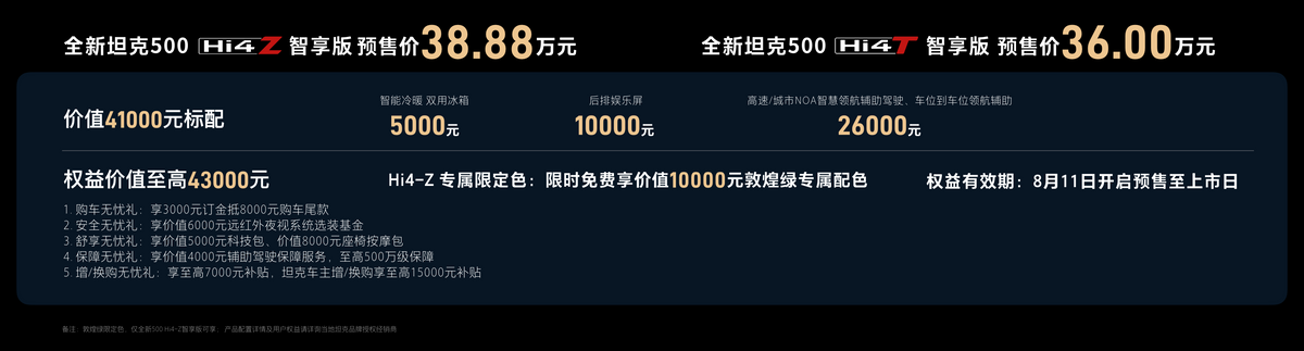 预售价36.00万元起，全新坦克500智享版开启越野新时代