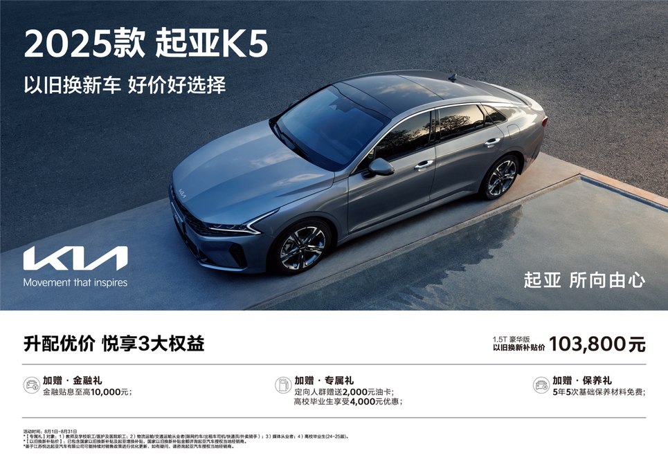 超值购车钜惠来袭！悦达起亚8月以旧换新补贴价低至5.68万起