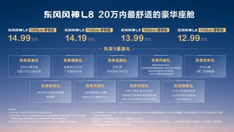 20万内最舒适豪华座舱来了！东风风神L8预售12.99万元起