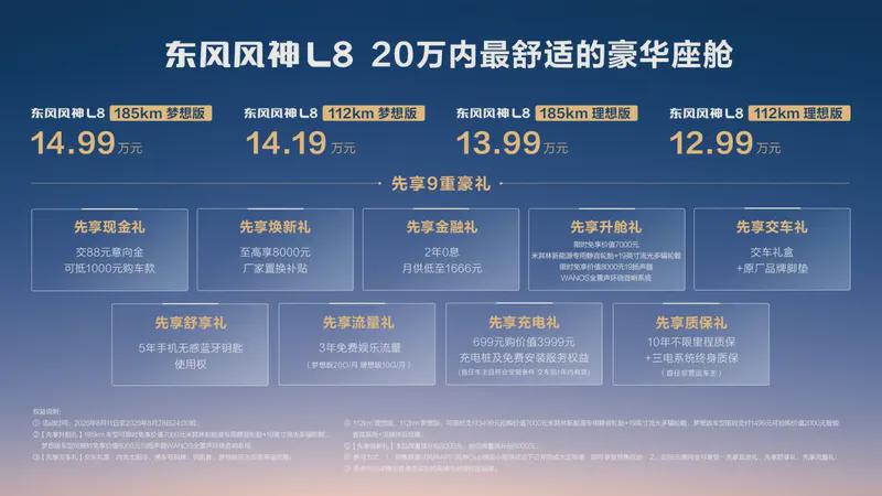 20万内最舒适豪华座舱来了！东风风神L8预售12.99万元起