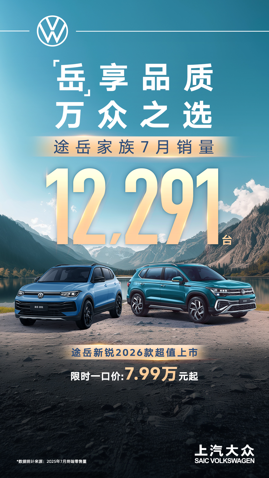 再传捷报！途岳家族7月销售12,291辆