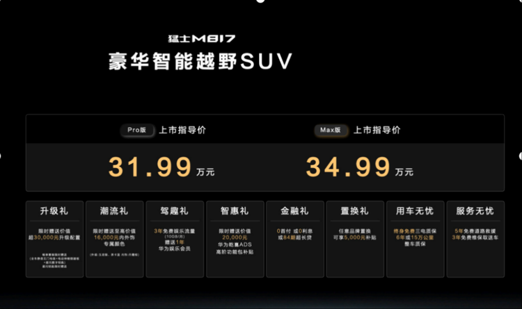 31.99万起！猛士M817：华为全栈加持的“越野AI大脑”来了